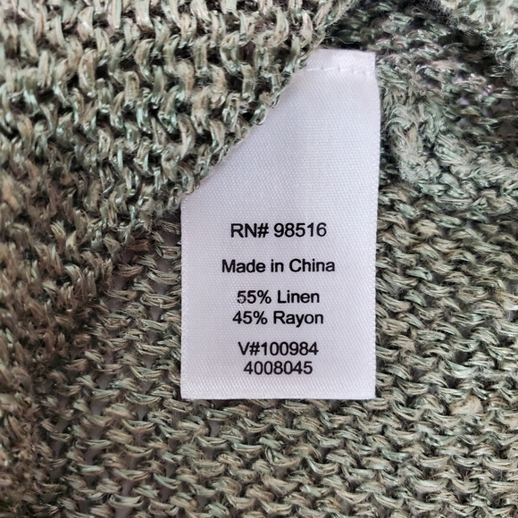 Coldwater Creek  Women's 3/4 Sleeve Linen Blend Sweater Olive Green Size 10/12 - Picture 7 of 9
